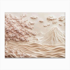 Beautiful Sakura Tree And Mountain 3d 6 Canvas Print