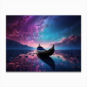 Starry Night Boat Night Gondola Canvas Print