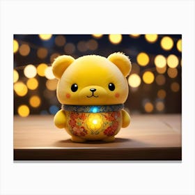 Illuminated Plush Bear With Floral Design Canvas Print