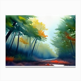 Watercolor Of A Forest 5 Canvas Print