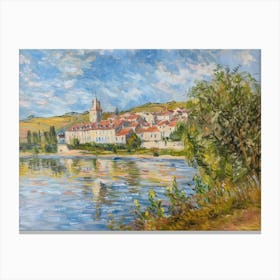 Village Lakeside Dreams Painting Inspired By Paul Cezanne Canvas Print