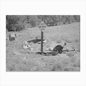 Marker Of Accident On Highway In Bernalillo County, New Mexico By Russell Lee Canvas Print