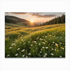 Sunset In The Meadow Canvas Print