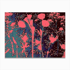 'Flora' teal and coral Canvas Print