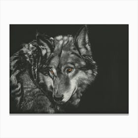 Wolf Painting Animals Monochrome Black And White Canvas Print