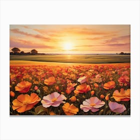 Sunset Poppy Field Canvas Print