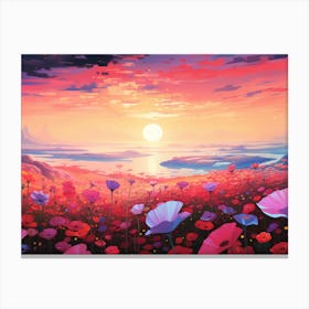 Colorful Sun and Flowers Canvas Print