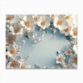 Frame Of White Flowers Canvas Print