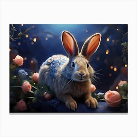 Rabbit In The Moonlight Canvas Print