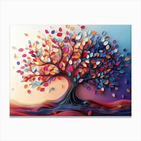 Colorful Tree With Multicolor Leaves 2 Canvas Print