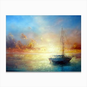 Sailboat At Sunset Canvas Print