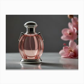 Perfume Bottle With Flowers Canvas Print