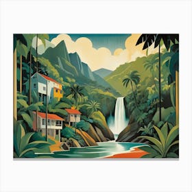 Vintage Cubist Travel Poster Trinidad & Tobago Exotic Beauty Canvas Print
