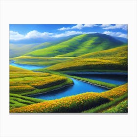 Valley Of Yellow Flowers Canvas Print