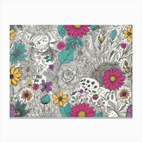 Floral Doodles 3 Canvas Print