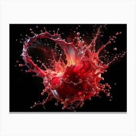 Red Liquid Splashing On A Black Background Canvas Print