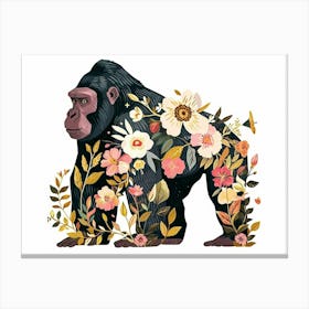 Little Floral Gorilla 1 Canvas Print