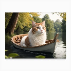 Cat In A Boat Canvas Print
