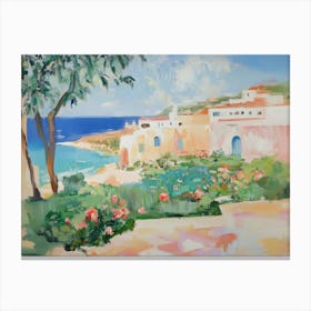 Mediterranean Coastal With Lush Flora Canvas Print