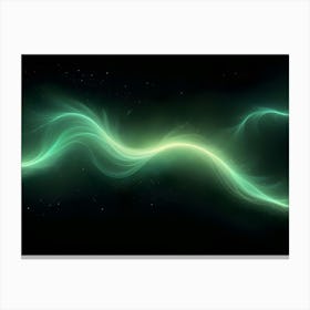 Abstract Image Of A Glowing Green Wave With A Subtle Sparkle Effect Against A Black Background Canvas Print