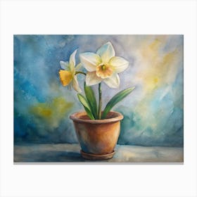 Daffodils In A Pot Canvas Print