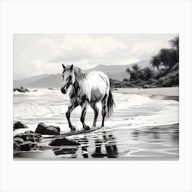 A Horse Oil Painting In Maui Beaches Hawaii, Usa, Landscape 1 Canvas Print