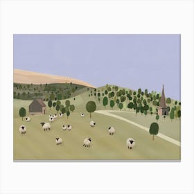 Sheep On A Farm Canvas Print