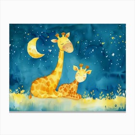 Giraffes At Night Canvas Print