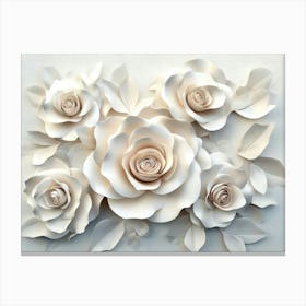 White Rose Seamless Flower Canvas Print