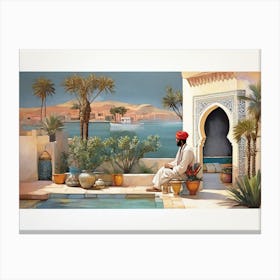 Man By The Pool Canvas Print