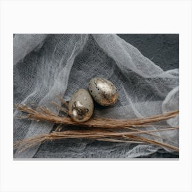 Gold Eggs On A Cloth Canvas Print