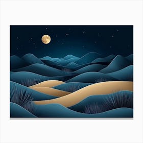 Abstract Sand Dunes Landscape With Moon At Night Toile