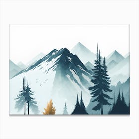 Mountain And Forest In Minimalist Watercolor Horizontal Composition 101 Canvas Print