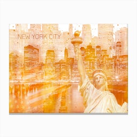 Golden Manhattan Collage Canvas Print