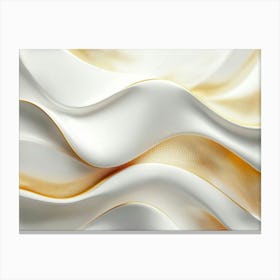 Elegant 3d Design White And Golden Silk Satin Geometric Waves 1 Canvas Print