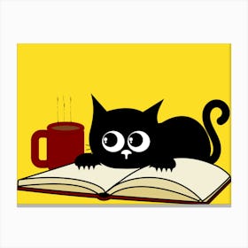 Cat Reading A Book Canvas Print