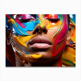 Man with Colorful Face Painting Canvas Print
