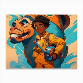 Boy And A Tiger Canvas Print