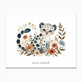 Little Floral Snow Leopard Poster Canvas Print