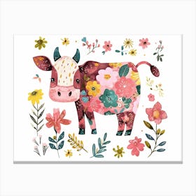 Little Floral Cow 4 Canvas Print