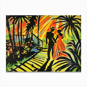 Couple At Sunset Canvas Print
