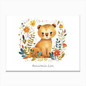 Little Floral Mountain Lion 2 Poster Canvas Print
