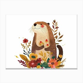 Little Floral Otter 3 Canvas Print