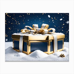 Christmas Gift Box Blue Canvas Print