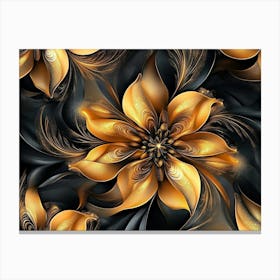 Abstract Golden, Brown And Black Floral Fractal Background 1 Canvas Print