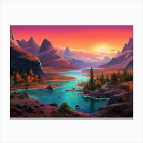 Sunset In The Mountains Canvas Print