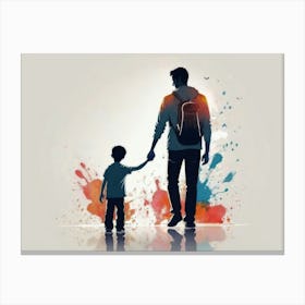 Father And Son Holding Hands Father's Day 1 Canvas Print