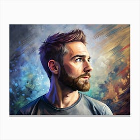 Portrait Of A Man With A Beard Looking To The Side Canvas Print