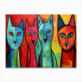 Cats Acrylic Painting In The Style Of Chromat 1 Canvas Print