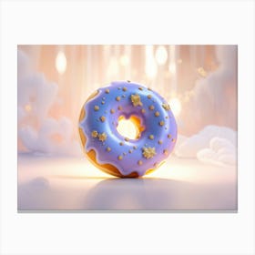 Porcelain Donut Whimsically Frosted With Gold Sprinkles Emitting An Ethereal Glow 3d Digital Art Canvas Print